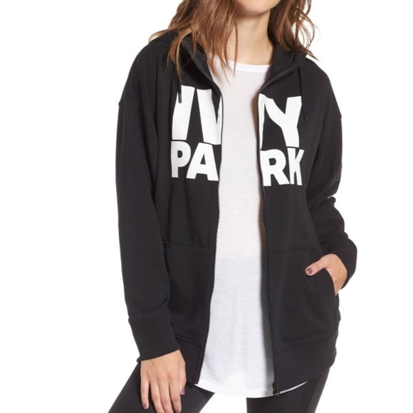 IVY PARK Logo Full Zip Hoodie Black Sweatshirt XXS
